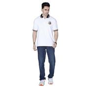 Fashion Link British Lions Polo T-Shirt, Men's Half Sleeve, Embroidered Crest, England Scotland Wales Variants (L, White England)