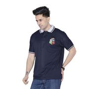 Fashion Link British Lions Polo T-Shirt, Men's Half Sleeve, Embroidered Crest, England Scotland Wales Variants (XXL, Navy England)