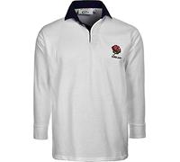 Fashion Link England Rugby Shirt Men’s Long Sleeve - Rugby Jersey for Fans and Players (M, White)