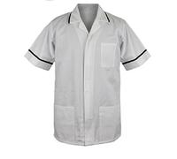 Fashion Link Men’s Healthcare Tunic Uniform Work Wear Dresses Side vents for easy movement and comfortable fit with three pockets Size S to XXL Multicolor (S, White)