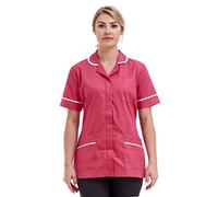 Fashion Link Women's Healthcare Tunic Round Collar Tunics Nurses Uniform Maid Dresses NLT05 Size 8 to 26 (18, Rosita/White)