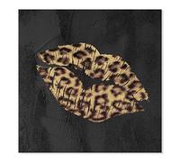 Fashion Lip Canvas Wall Art Sexy Leopard Lip Decor Cheetah Bathroom Decor Framed Artwork for Bedroom Bathroom Dressingroom 24x24Inch