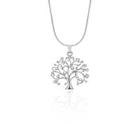 Fashion Long Chain Necklace Celtic Tree of Life with Shining CZ Crystal Pendant Necklace Gold Plated Jewellery for Women Girls (Silver plated)