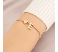 Fashion Love Heart Bracelet for Women Personality Design 26 Letters Bracelet@-A5