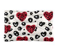 Fashion Love red Leopard Print Christmas Washable Dog Sleeping Mattress Soft Comfortable Anti-Slip Bottom Pet Mat for Large Jumbo Medium Small Dogs 36" x 24"