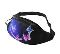 Fashion Lovely Purple Butterfly Bum Bag Fanny Pack for Men Women, Large Waist Pack with Zip Pockets Adjustable Waist Bag for Fitness Exercising Climbing Running Hiking Dog Walking Outdoor