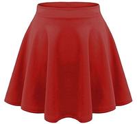 Fashion Lovers Kids Girls Children HIGH Waisted Stretch Plain Flippy Flared Short Skater Skirts (7-8 Years, Red)