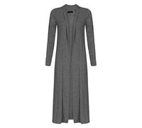 Fashion Lovers Ladies Women Long Sleeve Cardi Length Boyfriend Maxi Cardigan Plus Size UK 8-22 (26, Charcoal)