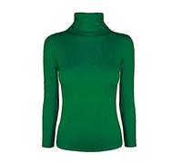 Fashion Lovers Ladies Women Stretch Plain Polo Turtle Roll Neck T Shirt Jumper Top Jade Green