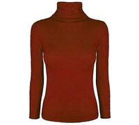 Fashion Lovers Ladies Women Stretch Plain Polo Turtle Roll Neck T Shirt Jumper Top Rust