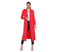 Fashion Lovers Women Long Sleeve Boyfriend Maxi Cardigan Ladies Stylish Longline Cardi Length Outerwear, Cozy Lightweight Knit, Perfect for Layering Cardigan Plus Sizes 8-74 Red