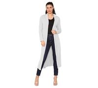 Fashion Lovers Women Long Sleeve Boyfriend Maxi Cardigan Ladies Stylish Longline Cardi Length Outerwear, Cozy Lightweight Knit, Perfect for Layering Cardigan Plus Sizes 8-74 White