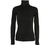 Fashion Lovers Women Stretch Plain Polo Turtle Roll Neck Jumper Black