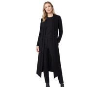 Fashion Lovers Womens Plain Front Open Cardigan Ladies Long Sleeve Boyfriend Long Top Black