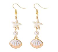 Fashion Marine Life Earrings Metallic Conch Shell Charm Comfortable Earrings Perfect Gift for Girls and Women Beach Party Jewellery Alloy Dangle Earrings, one size, As described