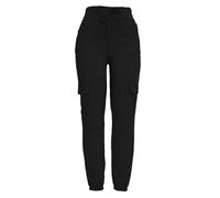 Fashion Mark Womens Cargo Trousers with Pockets Ladies Stretch Skinny Combat Slim Fit Elasticated Waist Drawstring Sports Jogger Black Trousers