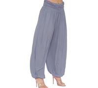 Fashion Mark Womens Italian Paisley Printed Ali Baba Harem Baggy Trouser Ladies Printed Lagenlook Casual Summer Wear Pleated Pants Dark Grey