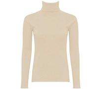 Fashion Mark Womens Knitted Polo Neck Ribbed Jumper Kids Long Sleeve High Roll Neck Sweatshirts Warm Winter Pullover Tops Plus Size UK 8-26 Beige