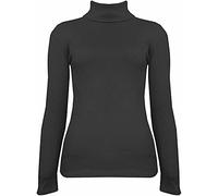 Fashion Mark Womens Knitted Polo Neck Ribbed Jumper Kids Long Sleeve High Roll Neck Sweatshirts Warm Winter Pullover Tops Plus Size UK 8-26 Black