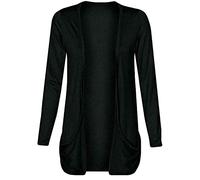Fashion Mark Womens Open Front Long Sleeve Pocket Cardigan Ladies Plain Boyfriend Casual Formal Wear Cardigan Top Size UK 8-26 Black