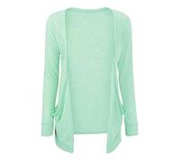 Fashion Mark Womens Open Front Long Sleeve Pocket Cardigan Ladies Plain Boyfriend Casual Formal Wear Cardigan Top Size UK 8-26 Mint