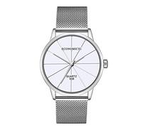 Fashion Men Metal Watch Steel Mesh Belt Wrap Bracelet Quartz Wrist Watch Pointer Pattern Business Dress Watch E08 (Color : White)