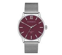 Fashion Men Metal Watch Steel Mesh Belt Wrap Bracelet Quartz Wrist Watch Roman Numerals Business Dress Watch E09 (Color : Purple)