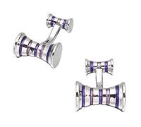 Fashion Men Shirt Cufflinks Purple Stripes Business Cuff Links for Men French Stainless Steel Cufflinks Sleeves Buttons Sleeve Nail for Wedding Party x 1 Pair Creative and Exquisite Wor