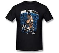 Fashion Men Tshirts Hulk Hogan Hollywood Rules Summer Basic Casual Short Cotton T Shirt(Regular and Big and Tall Sizes Included) Size L Black