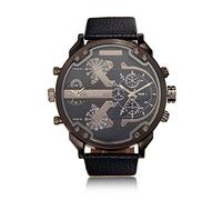 Fashion Men Watch Dual Time Zone Big Dial Leather Band Men Quartz Military Wristwatch Relogio Masculino Nice Gift Promotion Item