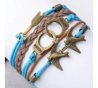 Fashion Men Women Layered Woven Bracelet Love Hearts Bird Sword Handcuffs Wrist -2