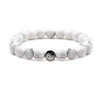 Fashion Men Women Taiji Yin Yang Feng Shui Charm Bracelet Natural White Turquoise and Black Beaded Couple Bracelets Friendship Distance Bracelet Jewelry