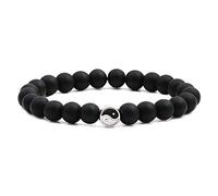 Fashion Men Women Taiji Yin Yang Feng Shui Charm Bracelet Natural White Turquoise and Black Beaded Couple Bracelets Friendship Distance Bracelet Jewelry
