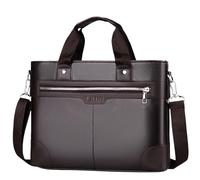 Fashion Men's Briefcase Handbag,Tote PU Leather Business Commuter Satchel Bag,Briefcase Men's Anti-thelf Zipper Pocket, Brown