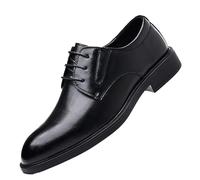 Fashion Men's Oxford Shoes Spanish Leather Lace Up Round Toe Anti-Slip Rubber Sole Block Heel Slip Resistant Working Shoes(5.5 UK) Black