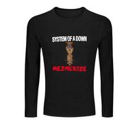 Fashion Mens Printed System A Down Mezmerize Mens Personality Casual Shirt Men's 100% Cotton Tee Crewneck Unisex Long Sleeve T-Shirt Black S