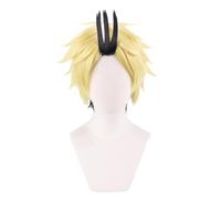 Fashion Men's Short Fluffy Black Gold Gradient Wig Natural Looking Short Cosplay Wigs Male Role Anime Costume Wig Hair Replacement Wigs Synthetic