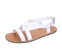 Fashion Men's Summer Wild Rome Flat Slip Casual Buckle Sandals 2e Mens Sandals (White, 8.5)