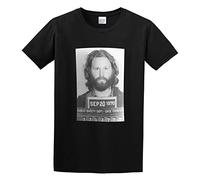 Fashion Men's T-Shirt Jim Morrison Mugshot Crew Neck Tops Tee Black M