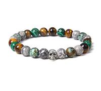Fashion Men's Tiger Eye Stone Beads Women Natural Lava Volcanic Stone Punk Skeleton Skull Jewelry