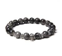 Fashion Men's Tiger Eye Stone Beads Women Natural Lava Volcanic Stone Punk Skeleton Skull Jewelry