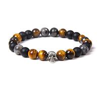 Fashion Men's Tiger Eye Stone Beads Women Natural Lava Volcanic Stone Punk Skeleton Skull Jewelry
