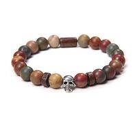 Fashion Men's Tiger Eye Stone Beads Women Natural Lava Volcanic Stone Punk Skeleton Skull Jewelry