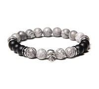 Fashion Men's Tiger Eye Stone Beads Women Natural Lava Volcanic Stone Punk Skeleton Skull Jewelry