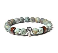 Fashion Men's Tiger Eye Stone Beads Women Natural Lava Volcanic Stone Punk Skeleton Skull Jewelry