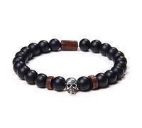 Fashion Men's Tiger Eye Stone Beads Women Natural Lava Volcanic Stone Punk Skeleton Skull Jewelry