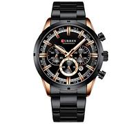 CURREN Fashion Mens Watches Chronograph with Stainless Steel Sports Quartz Watch Men Relogio Masculino (Rose Gold Black)