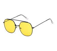 Fashion Metal Round Large Frame Sunglasses Men And Women Polarized Outdoor Sports Vacation Party Sun Glasses(Yellow)