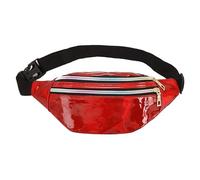 Fashion Metallic Bum Bag with Adjustable Strap Smooth Zip Three Compartments, Waterproof Waist Bag Stylish Fanny Pack for Party Festival Sports Outdoor Travel Unisex