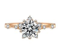 Fashion Micro Inlaid Zircon Snowflake Open Ring Luxurious Jewelry Ring Girls Adjustable Rings (Gold, 8)